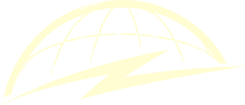 A light yellow abstract globe with a lightning bolt underneath, all on a white background.