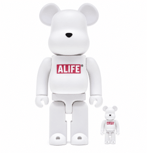 Two white bear-like figures, one large and one small, with "ALIFE" in a red box on their chests.
